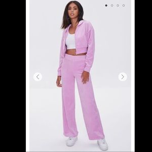 Velour Pink High-Rise Sweatpants